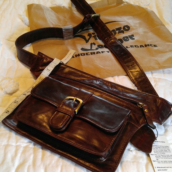 vicenzo leather genuine leather waist bag fanny pack